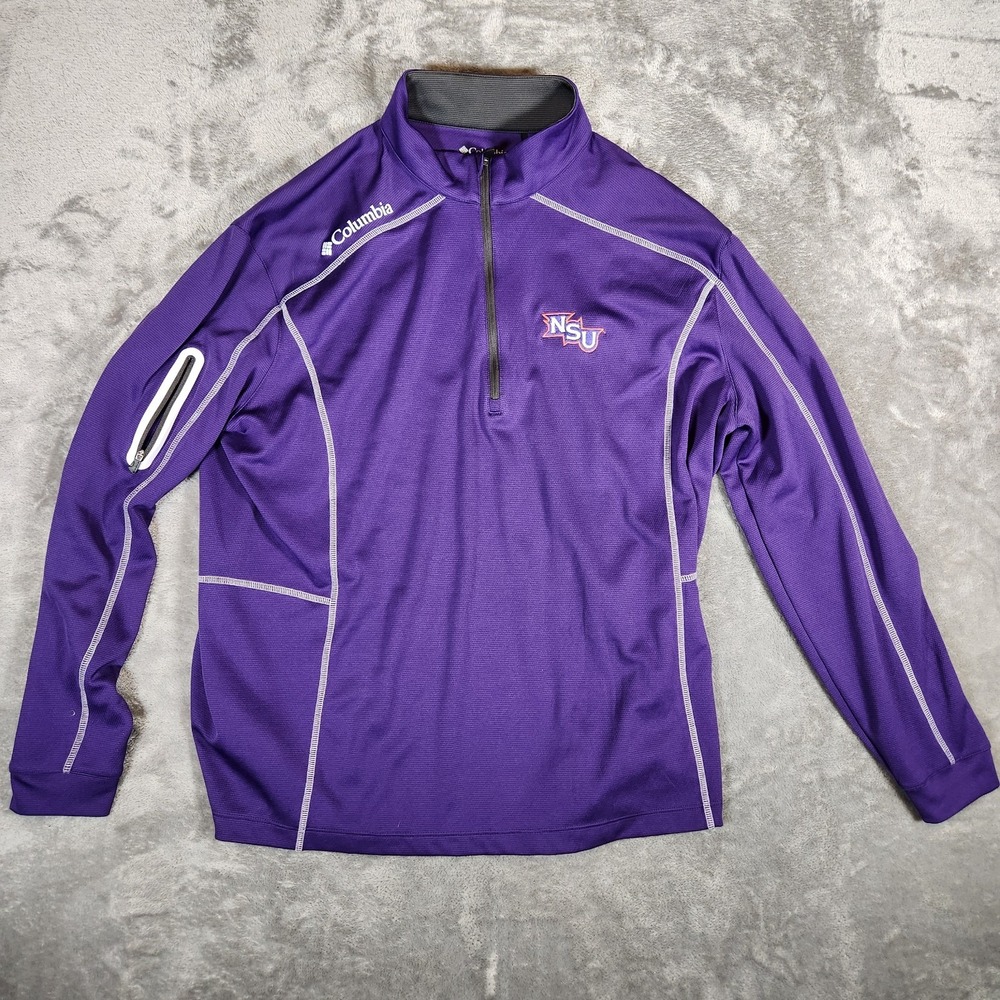 Columbia NSU Pullover Men's XL‎ Purple Golf Omni-Wick Shotgun Jacket 1/4 Zip